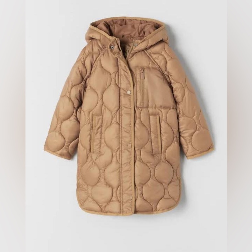 Zara Kids Brown Quilted Puffer Coat
